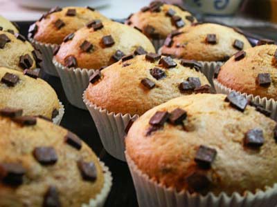 Muffins de vainilla con pepitas de chocolate